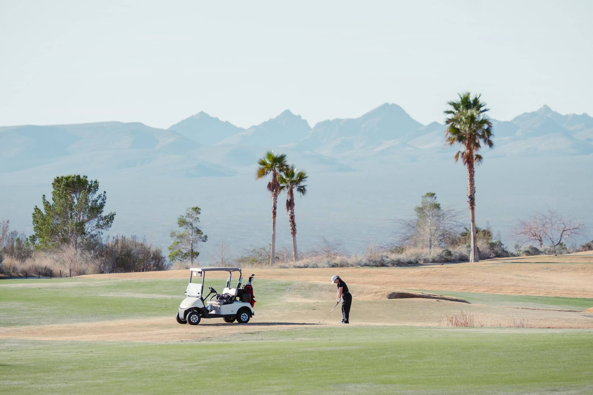 a person golfing in the arizona desert