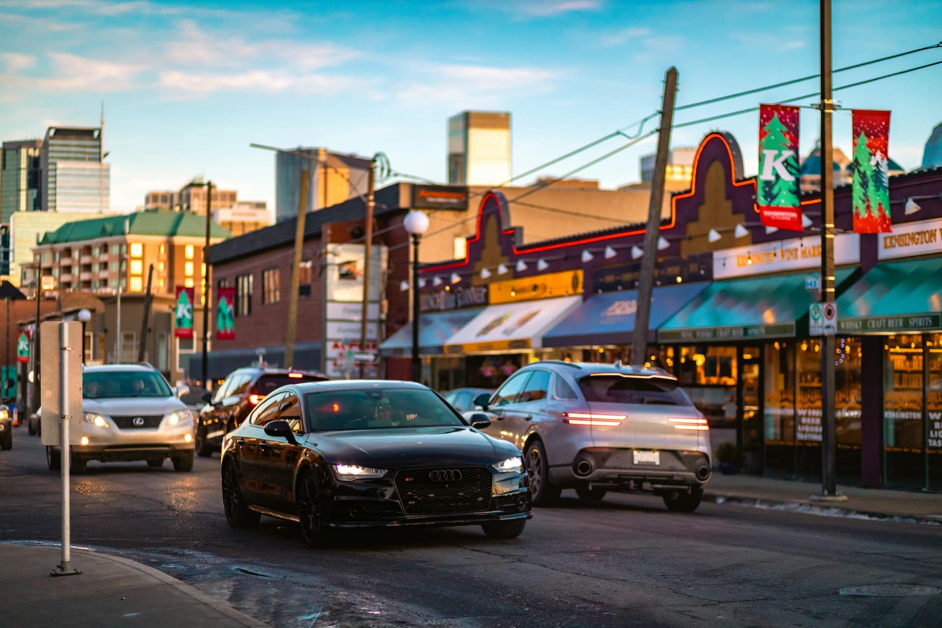 a city street with cars